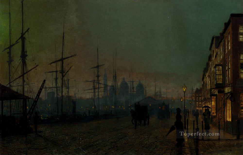 Humber Dockside Hull escenas de la ciudad John Atkinson Grimshaw paisajes urbanos Pintura al óleo